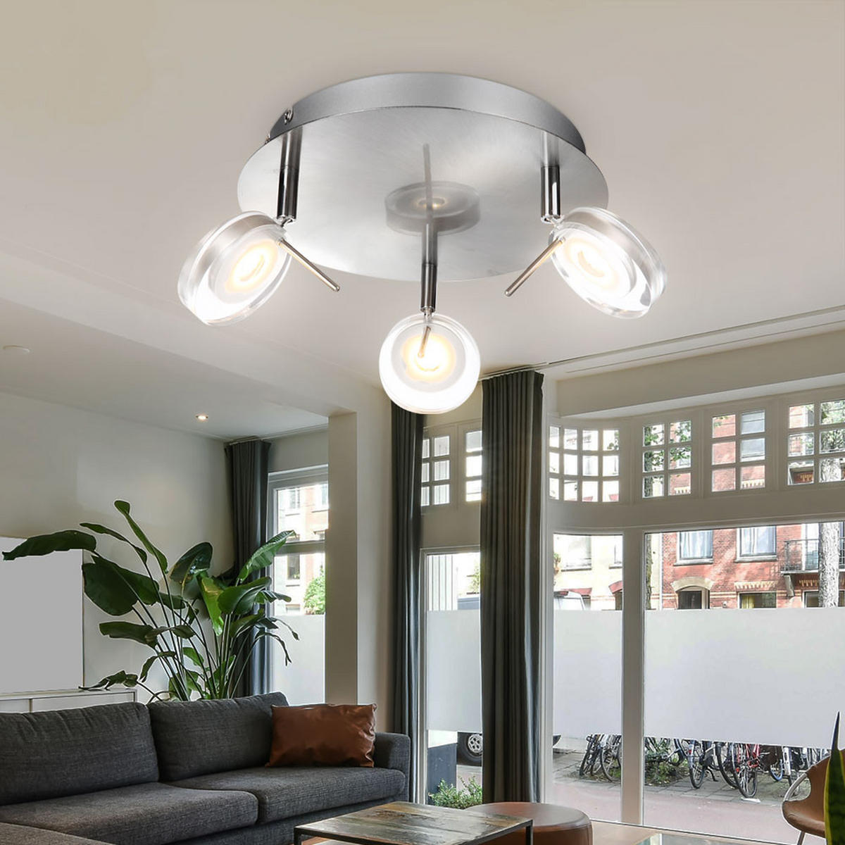 LED DECKENLEUCHTE Canyon Silber - Silberfarben, Metall (25/25/16cm) - Globo Lighting