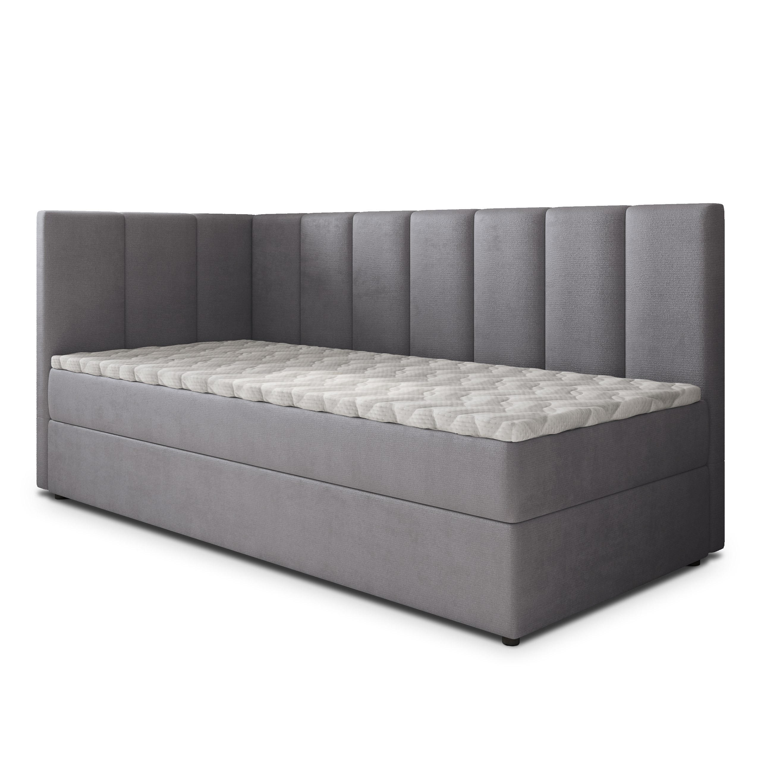 MASSENO AMERICKÁ POSTEL BEVE 90x200 cm, s matrací a úložným prostorem, šedá