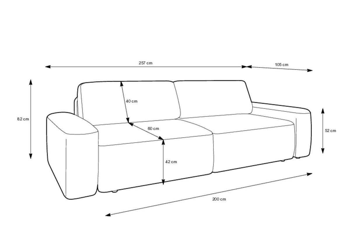 SOFA BOULI Beige 257x105x82 cm - Beige, Textil (257/82/105cm) - FURNLUX
