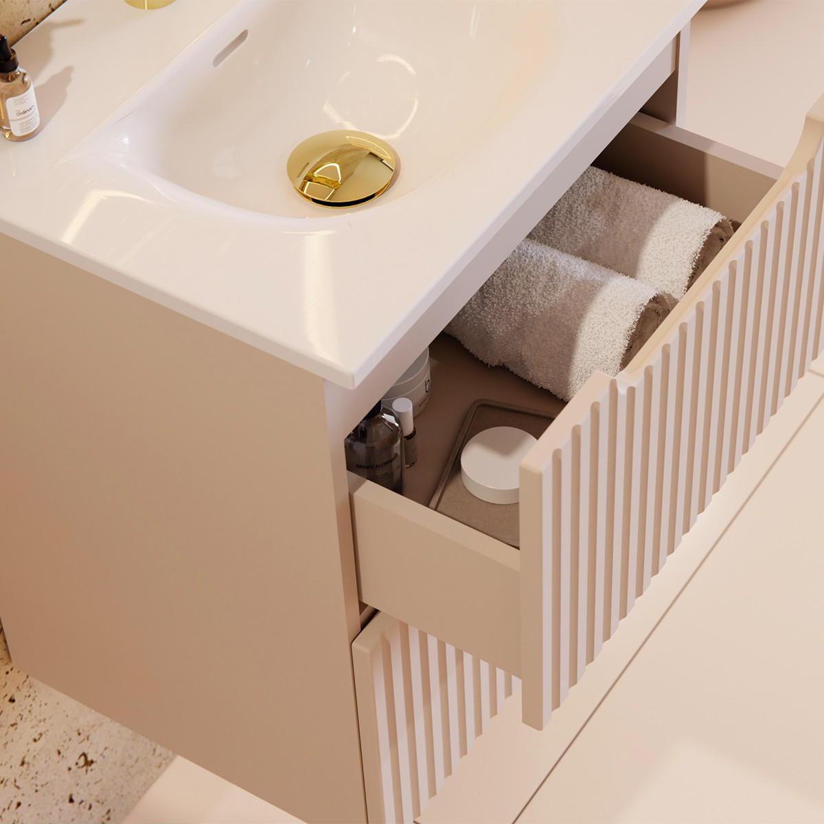 WASCHTISCH 50cm Riva Kaschmir - Beige, Holzwerkstoff (50/57/40cm) - Petits-meubles