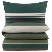 BIBER-BETTWÄSCHE 135x200 - Kuschelig warmer Flanell Bettbezug aus 100% Baumwolle für Herbst & Winter - Streifen Muster Grün - Grün, Textil (135/200cm) - Carpe Sonno