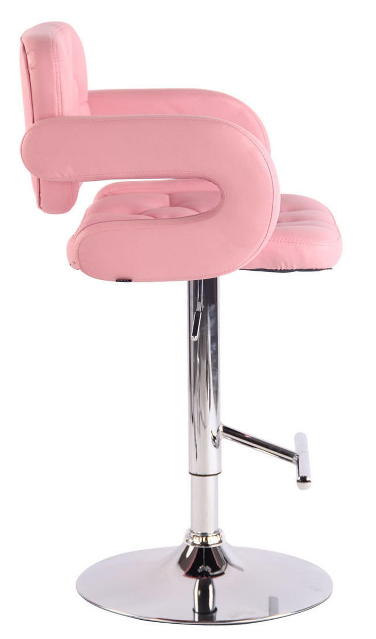 BARHOCKER Dubai, 2er Set, Gestell Metall in Chromoptik, Kunstleder Pink - Chromfarben/Rosa, Kunststoff/Textil (52/100/55cm) - TPFLiving