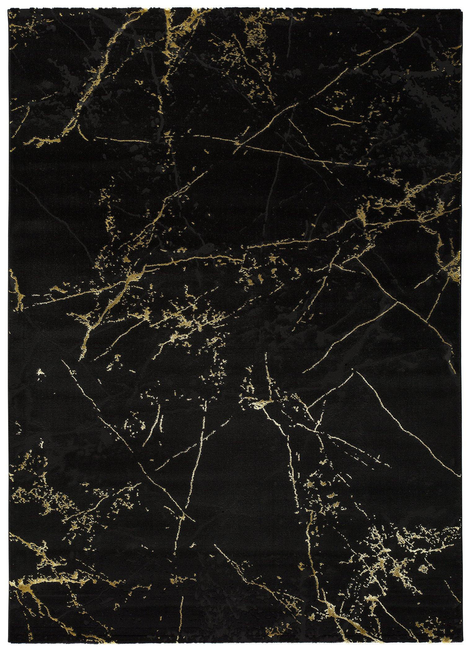 Atticgo Webteppich Schwarz, Gold 60x120 cm