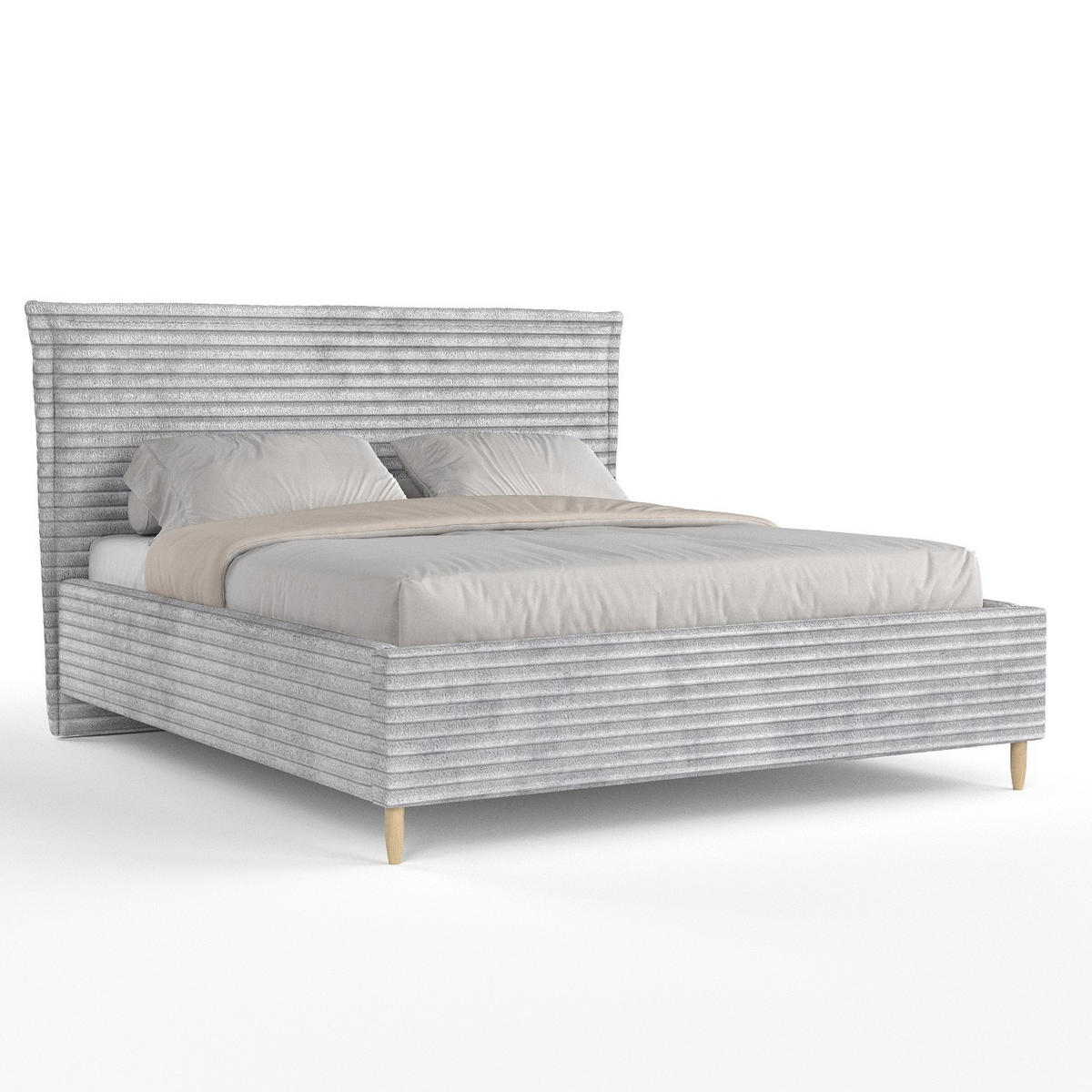 POLSTERBETT Cape Cod Grau 160/200 cm im Samtstoff - Naturfarben/Grau, Holz/Holzwerkstoff (160/200cm) - Maison de Reve