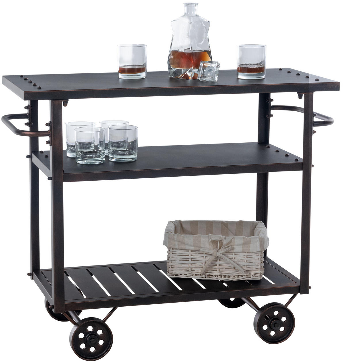 SERVIERWAGEN Metall bronze - Bronzefarben, Metall (96/78/40cm) - CLP