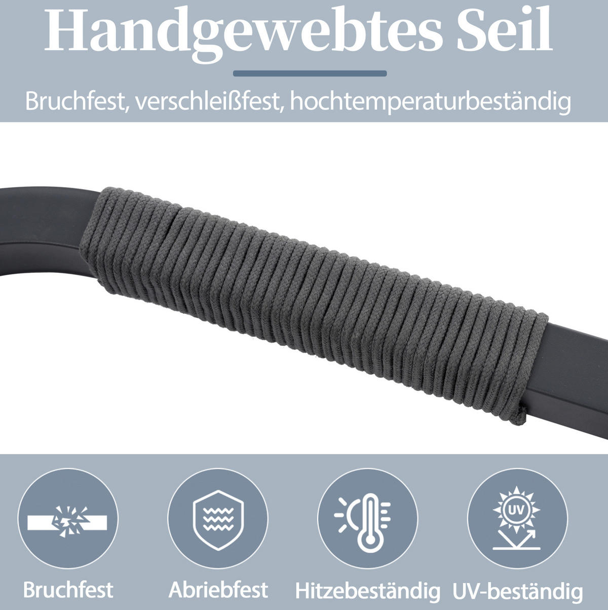 GARTENLOUNGE-SET für 7 Personen mit Glas-Couchtisch und Seilgeflecht, Grau - Grau, Metall - Redom