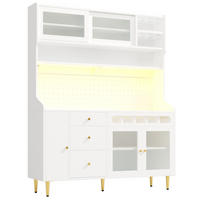 BUFFET DE-38400 145/39/171 cm mit LED-Beleuchtung und Weinregal Weiß - Weiß, Holzwerkstoff (145/171/39cm) - ComfortXL