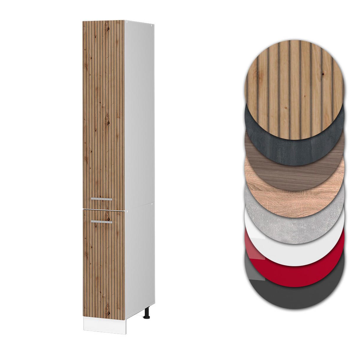 APOTHEKERSCHRANK R-Line Artisan-Eiche 30 cm - Weiß/Eiche Artisan, Holzwerkstoff (30/206.8/57.2cm) - Vicco