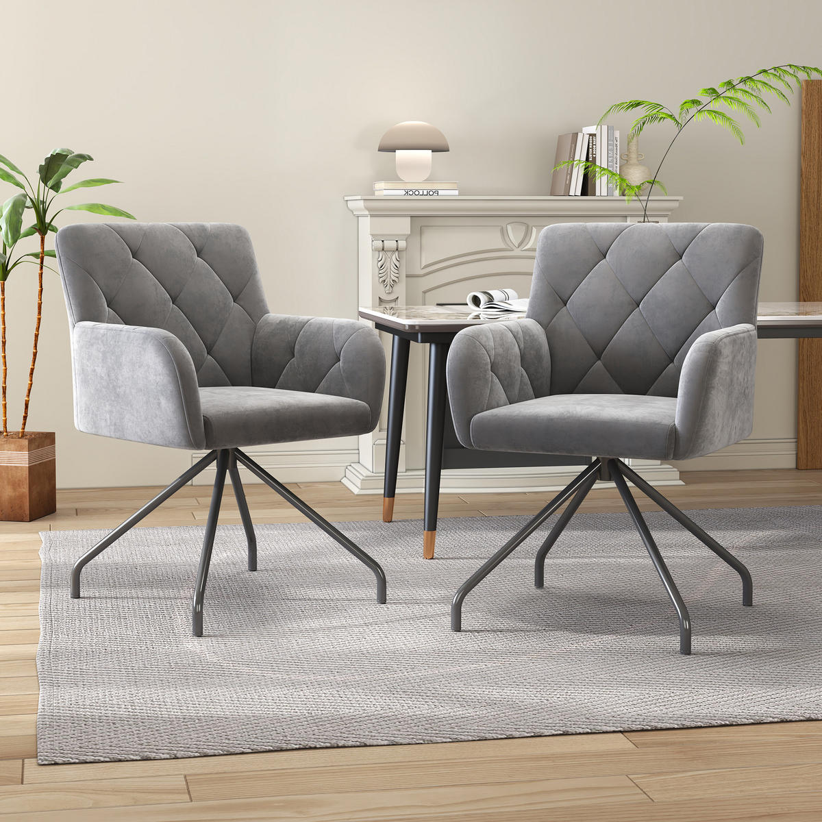 ESSZIMMERSTÜHLE Grey 2er-Set - Grau, Textil (59.69/58.42/59.69cm) - Urban Meuble