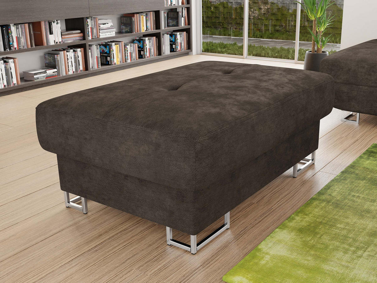 POLSTERHOCKER Cotere - Dunkelbraun/Silberfarben, Holz/Textil (104/42/67cm) - MIRJAN24