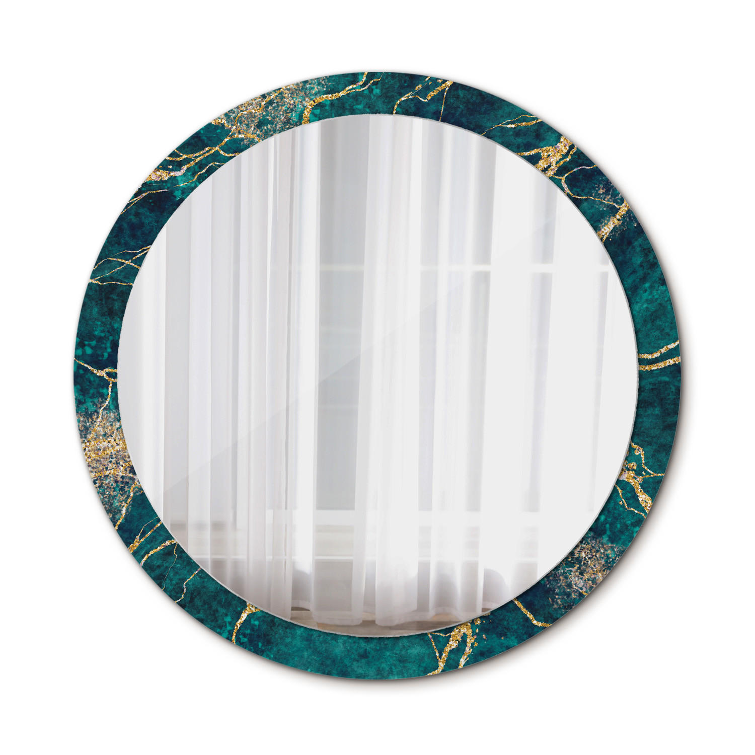 SPIEGEL Ø100 cm Rund mit Aufdruck - Türkis, Glas (100/100/0.4cm) - TULUP