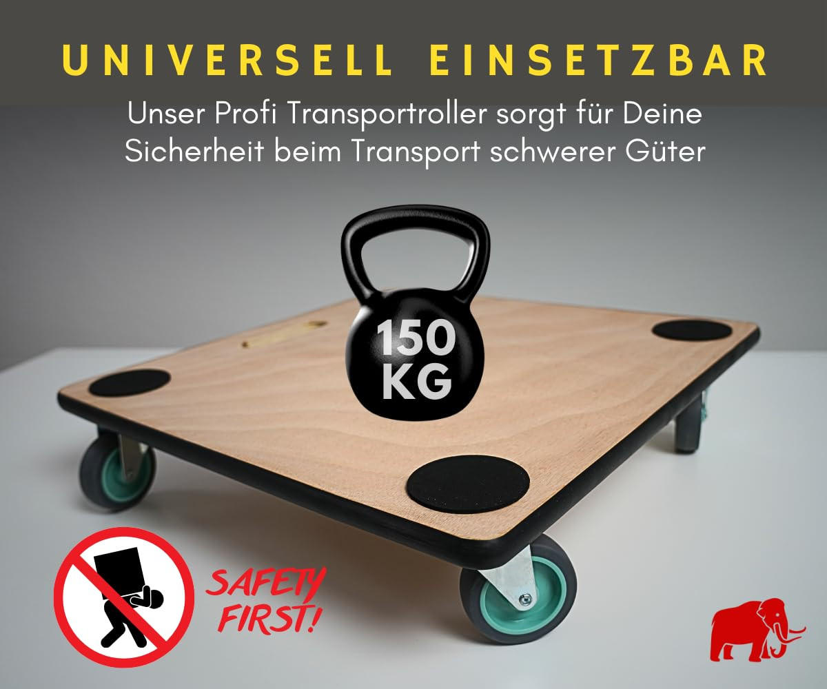 TRANSPORTROLLER mit 4 Rollen 11,5x50x50 cm Traglast 150kg Sperrholzplatte Braun 2 Stück - Braun, Holzwerkstoff (50/50/11.5cm) - PROREGAL
