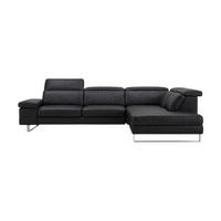 ECKSOFA Virage Echtleder Schwarz - Schwarz, Leder/Metall (232/263cm)