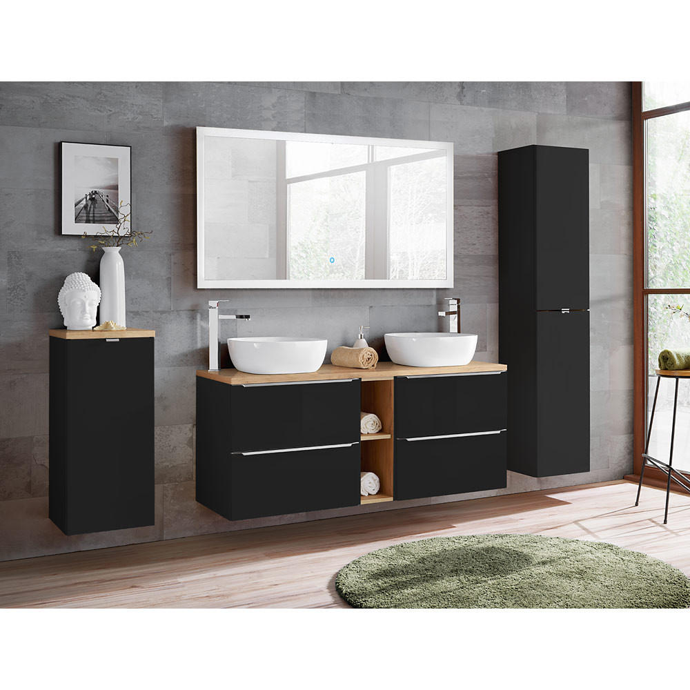 BADMÖBEL-SET 4-TLG. Toskana - Anthrazit, Holzwerkstoff (250/190/48cm) - Lomado