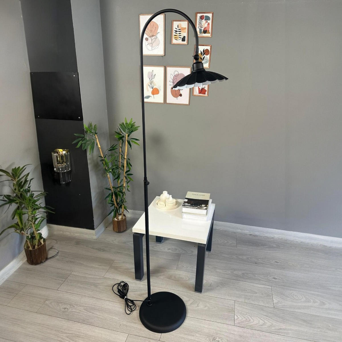 STEHLAMPE Falen 180 Cm - Schwarz, Metall (35/35/180cm) - Bamyum
