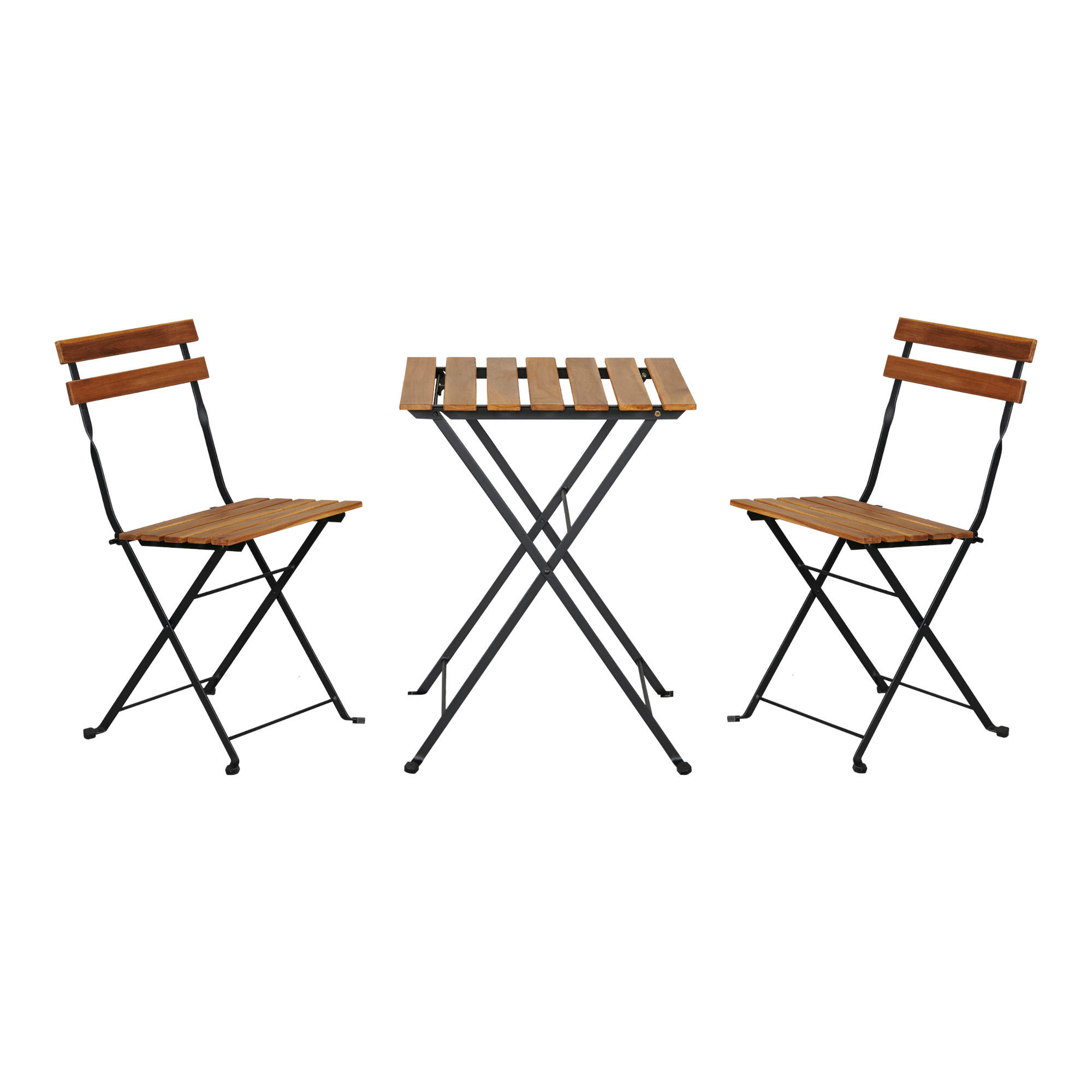 BISTRO-SET 3 TLG. Bovino - Schwarz/Naturfarben, Holz/Metall - casa.pro