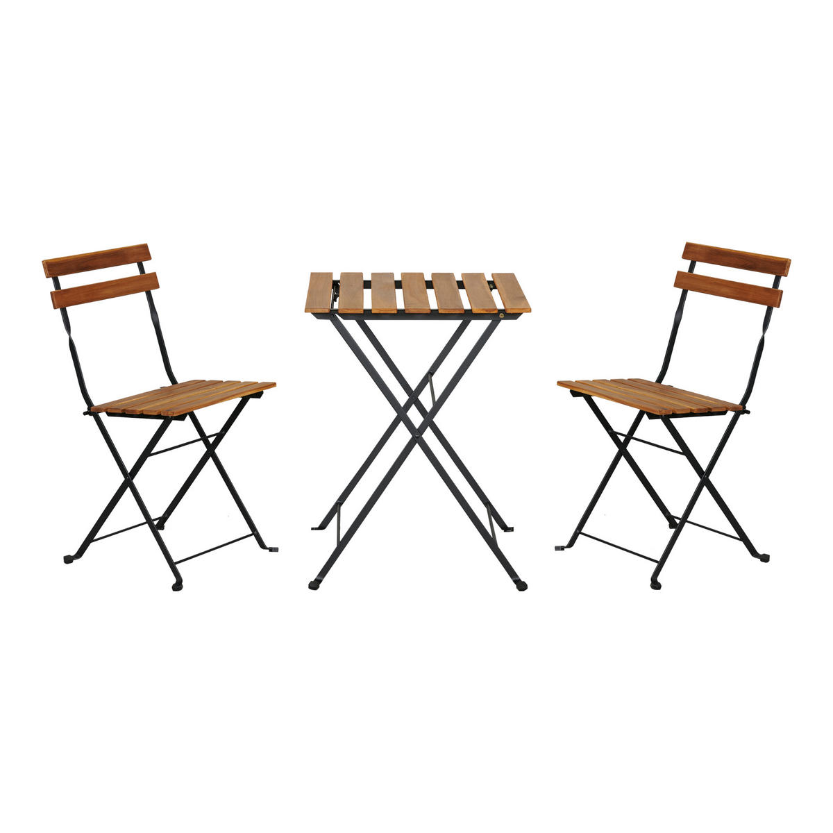 BISTRO-SET 3 TLG. Bovino - Schwarz/Naturfarben, Holz/Metall - casa.pro