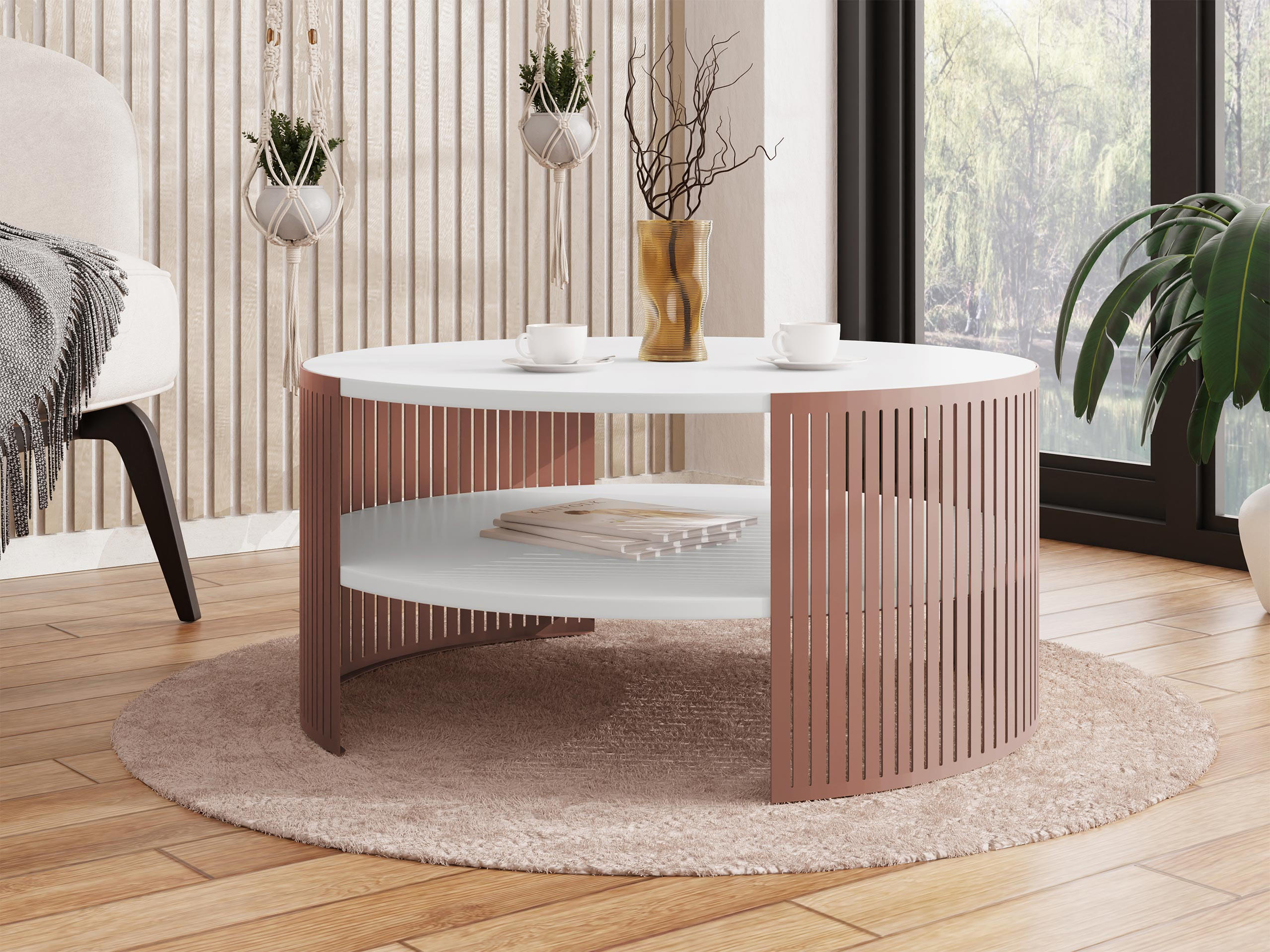 COUCHTISCH Fikoli Ember - Bronzefarben/Weiß, Holzwerkstoff/Metall (75/75/40cm) - MIRJAN24