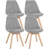 STUHL 4er Set Cord hellgrau - Eukalyptusholzfarben/Hellgrau, Holz/Textil (49/83/50cm) - CLP