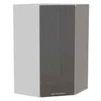 ECK-HÄNGESCHRANK Essen W4/10/60 Grau Hochglanz / Weiß Matt 60 / 60 / 96cm - Weiß/Grau, Holz/Holzwerkstoff (60/96/60cm) - Feldmann-Wohnen