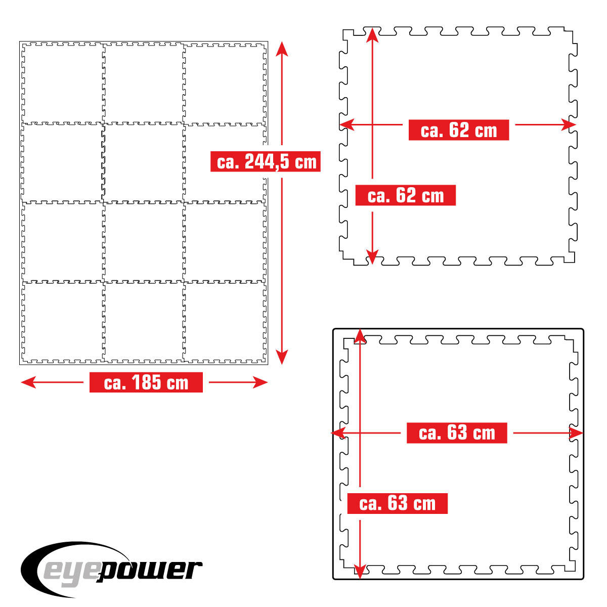 BODENSCHUTZMATTE 63x63x2 cm, Braun, 12er Set - Braun, Kunststoff (63/63cm) - eyepower
