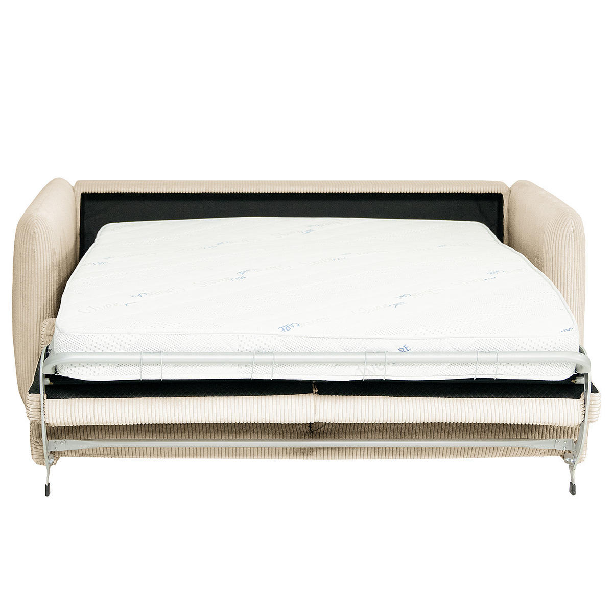 SCHLAFSOFA mit Matratze - Creme/Schwarz, Kunststoff/Textil (194/86/104cm) - home24