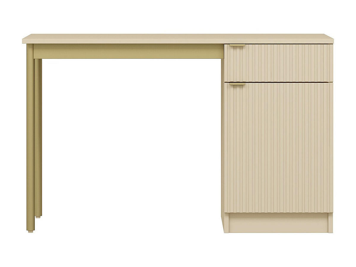 SCHREIBTISCH mit Stauraum - MDF und Metall - Beige und Gold - MILIAKI - Beige, Holz (55/120/75cm) - Vente-Unique