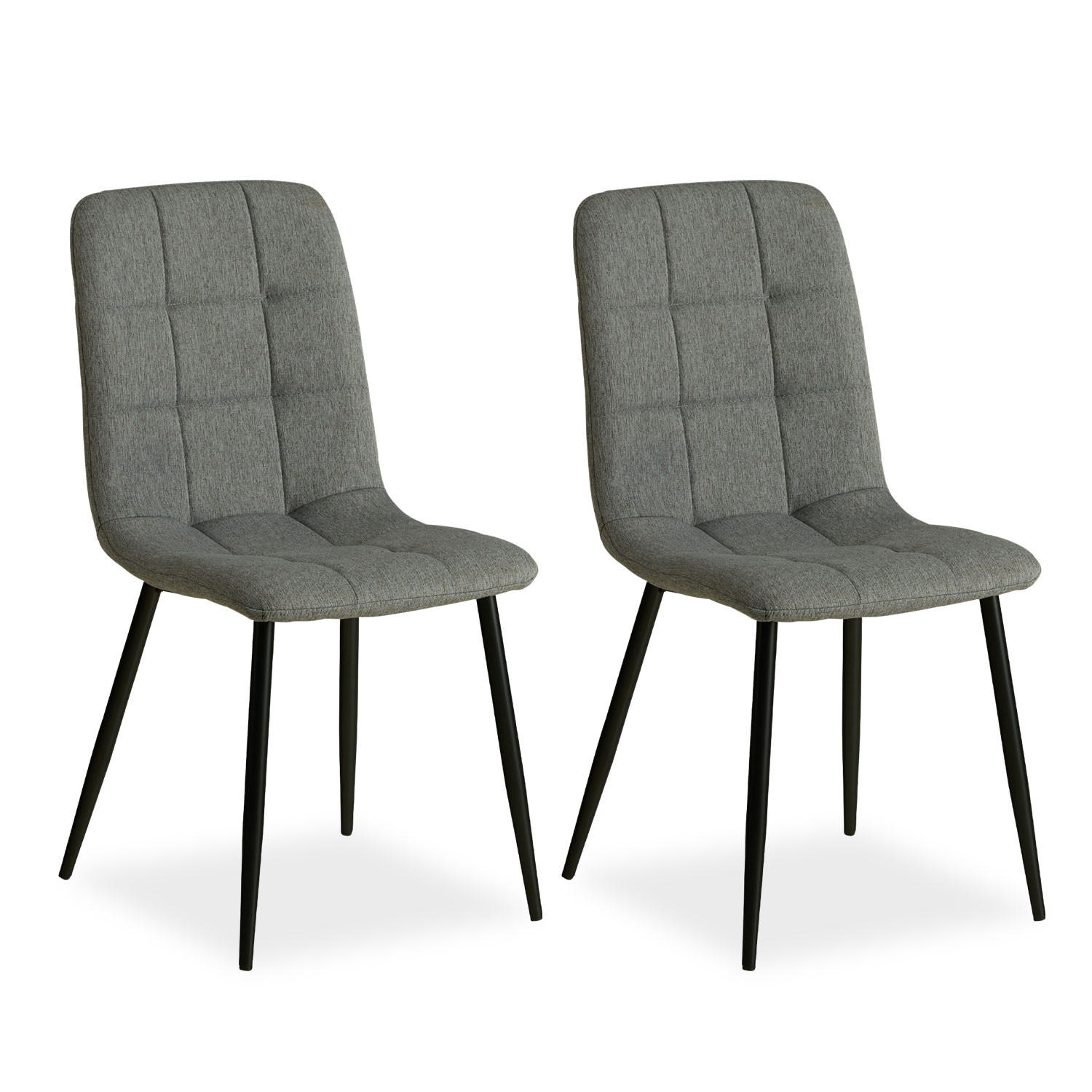 STUHL-SET 2 Stück in Stahl Leinen Grau - Grau, Textil (43/88/50cm) - Homestyle4u