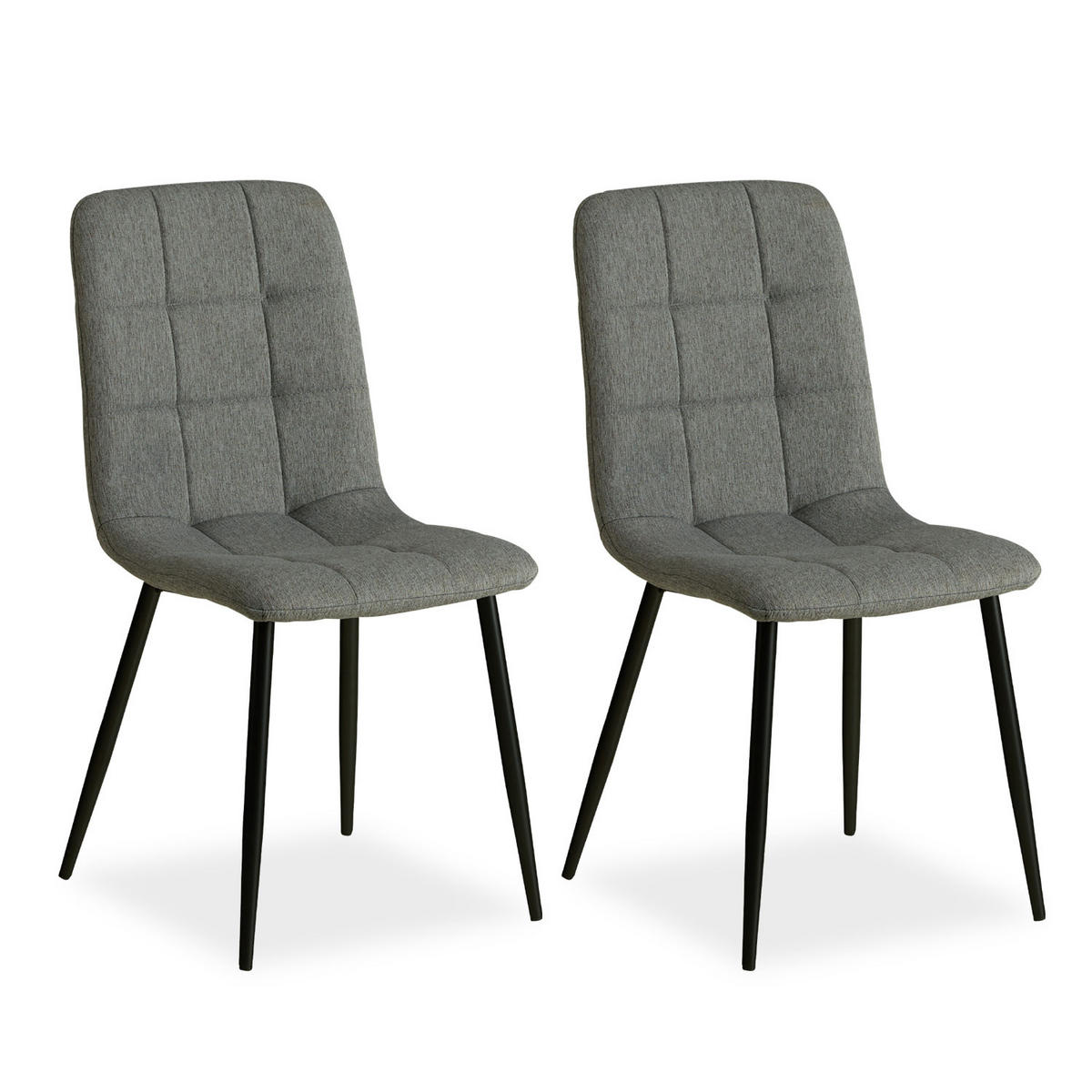 STUHL-SET 2 Stück in Stahl Leinen Grau - Grau, Textil (43/88/50cm) - Homestyle4u