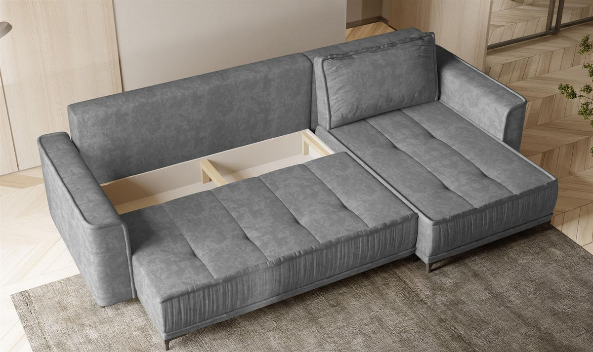 ECKSOFA Juna Mit Schlaffunktion - Beige, Holzwerkstoff/Textil (240/140cm) - Fun Möbel