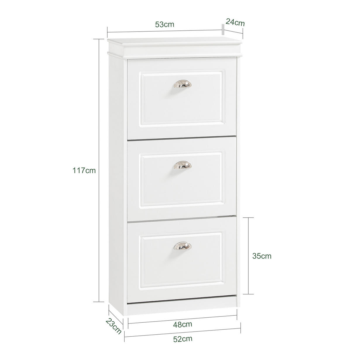 SCHUHSCHRANK Weiß - Weiß, Holzwerkstoff (53/117/24cm) - SoBuy