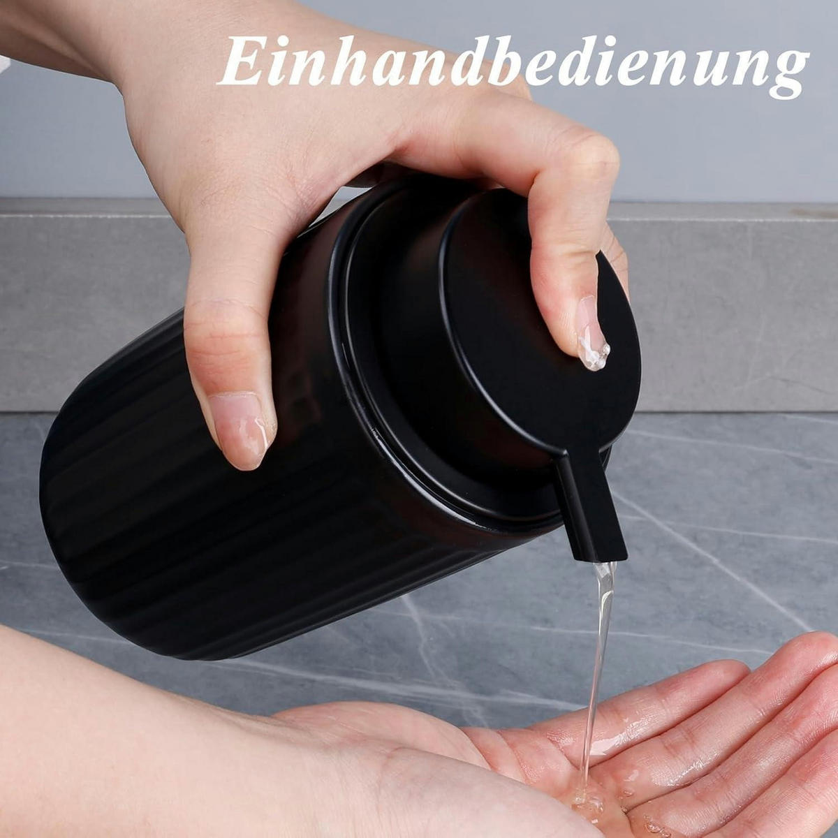 SEIFENSPENDER Keramik Schwarz 320 ml - Schwarz, Keramik (8/14/8cm)