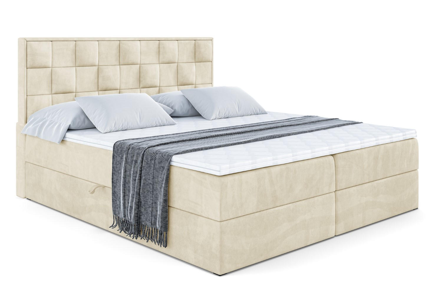 BOXBETT mit H4-Matratze und Lattenrost- ZAFIRA-BZ - 180x200 - Beige Monolith - Beige, Holzwerkstoff (180/200cm) - ALTDECOR