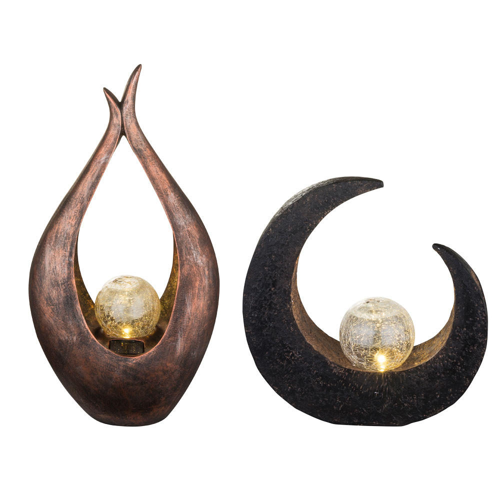 LED AUSSENLEUCHTE Bronze Glas Crackle Optik 2er Set - Bronzefarben, Kunststoff (26.5/13/50cm)