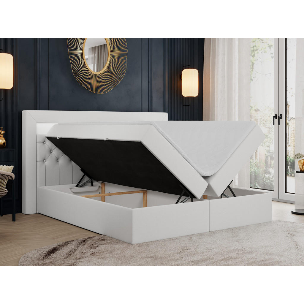 Thumbnail - MKS Boxbett, Weiß, Textil, 2-Sitzer, H4, Rechteckig, 160x200 cm, Schlafzimmer, Betten, Boxspringbetten