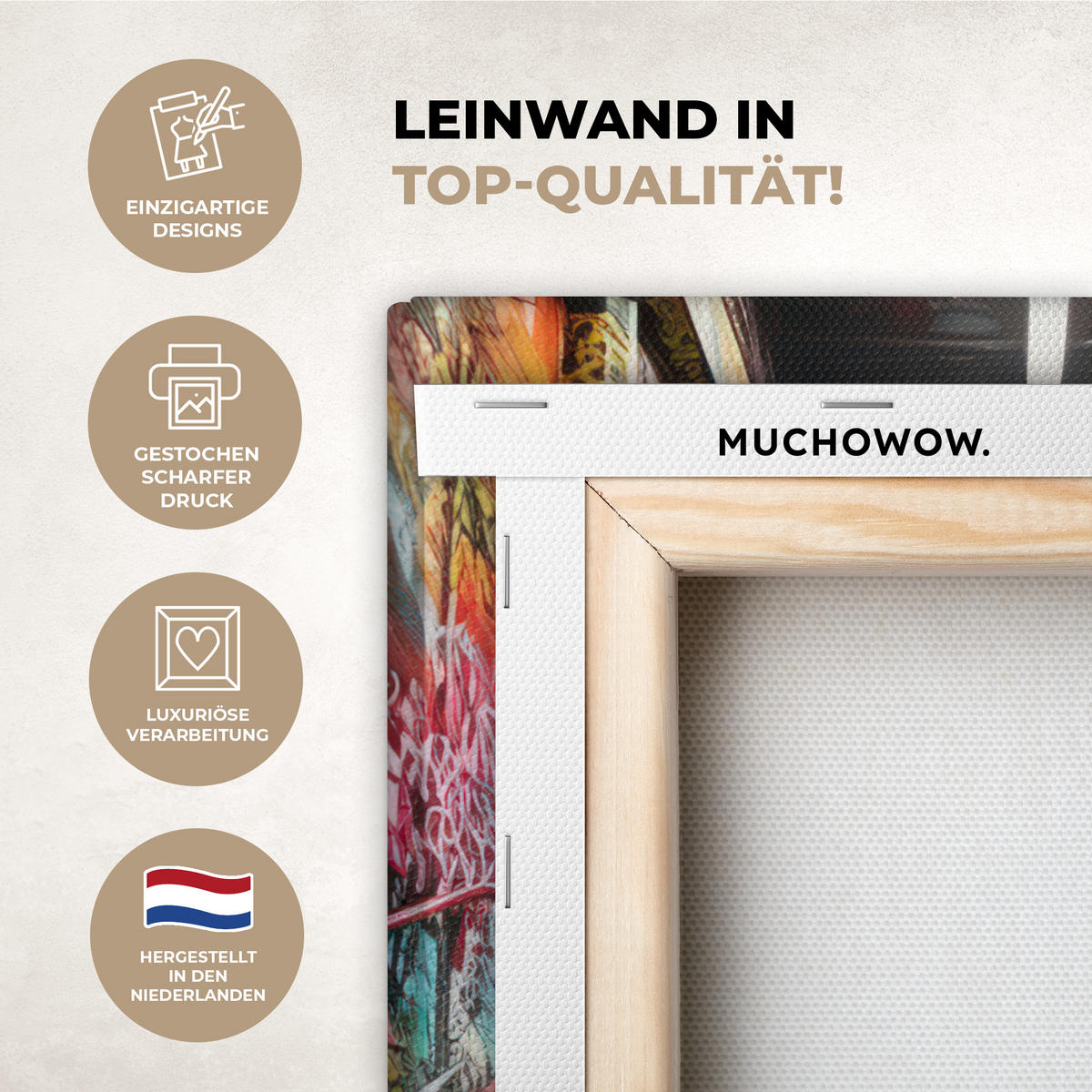 LEINWANDBILD Treppe - Graffiti - Farben - Kunst 30x40 cm - Multicolor, Textil (30/40cm) - MuchoWow