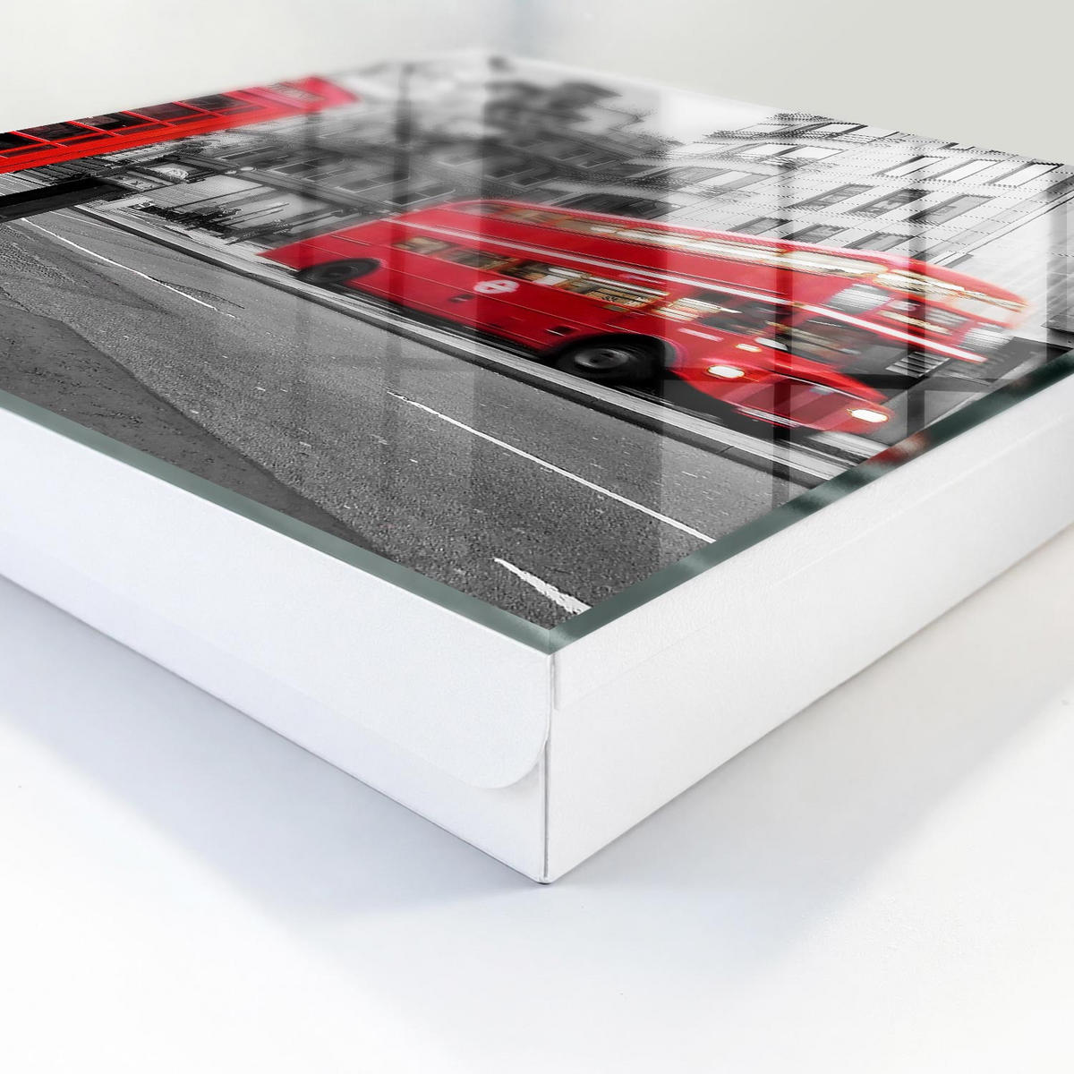 SCHLÜSSELBOX Weiß 30x30 cm – Türöffnung nach rechts - Londoner Kontrast - Rot, Metall (30/30/5cm) - TULUP