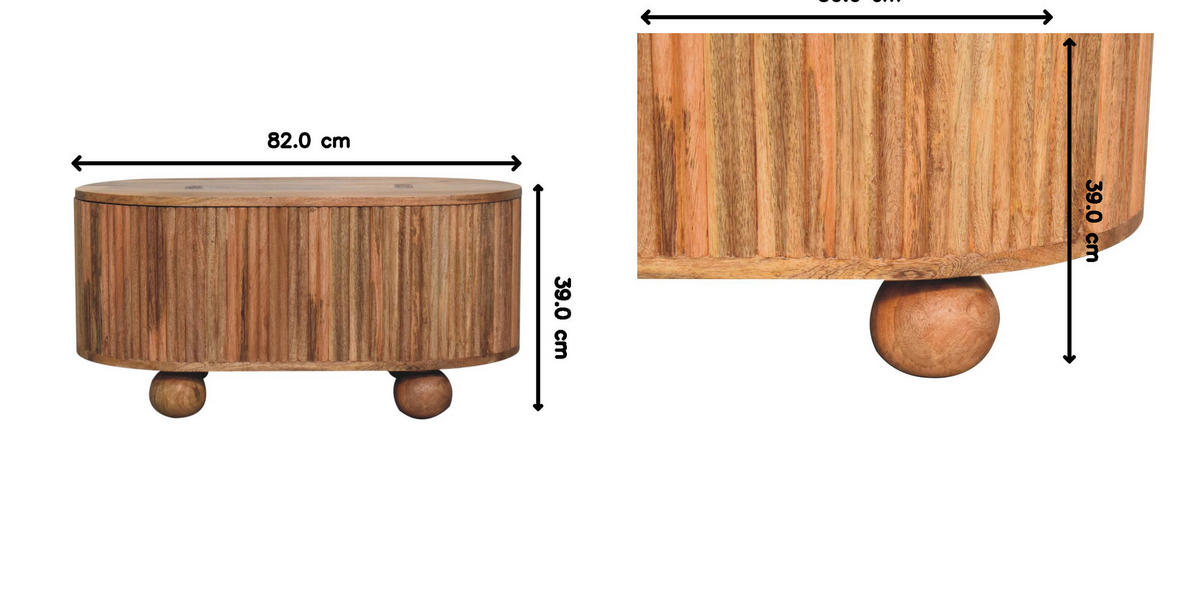 COUCHTISCH Massivholz Soba Kugel, Aufklappbarer Stauraum, Hellbraun - Hellbraun, Mangoholz/Holz (50/82/39cm) - Artisan Furniture