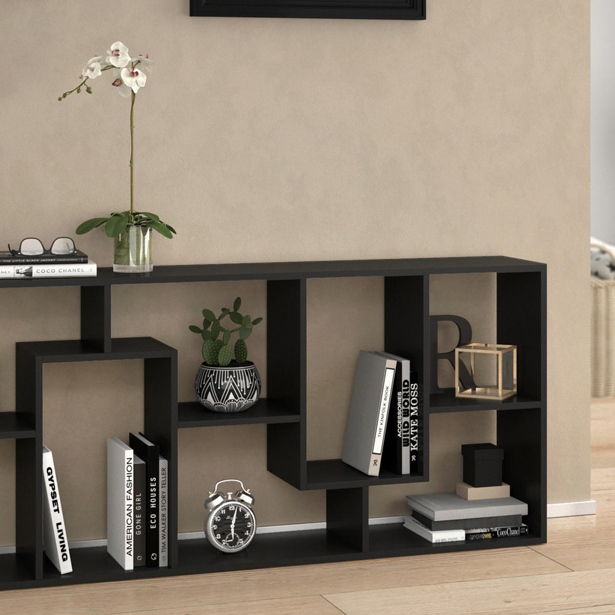 RAUMTEILER Noa Schwarz 160.6 x 67.2 cm - Schwarz, Holzwerkstoff (160.6/67.2/25cm) - Vicco