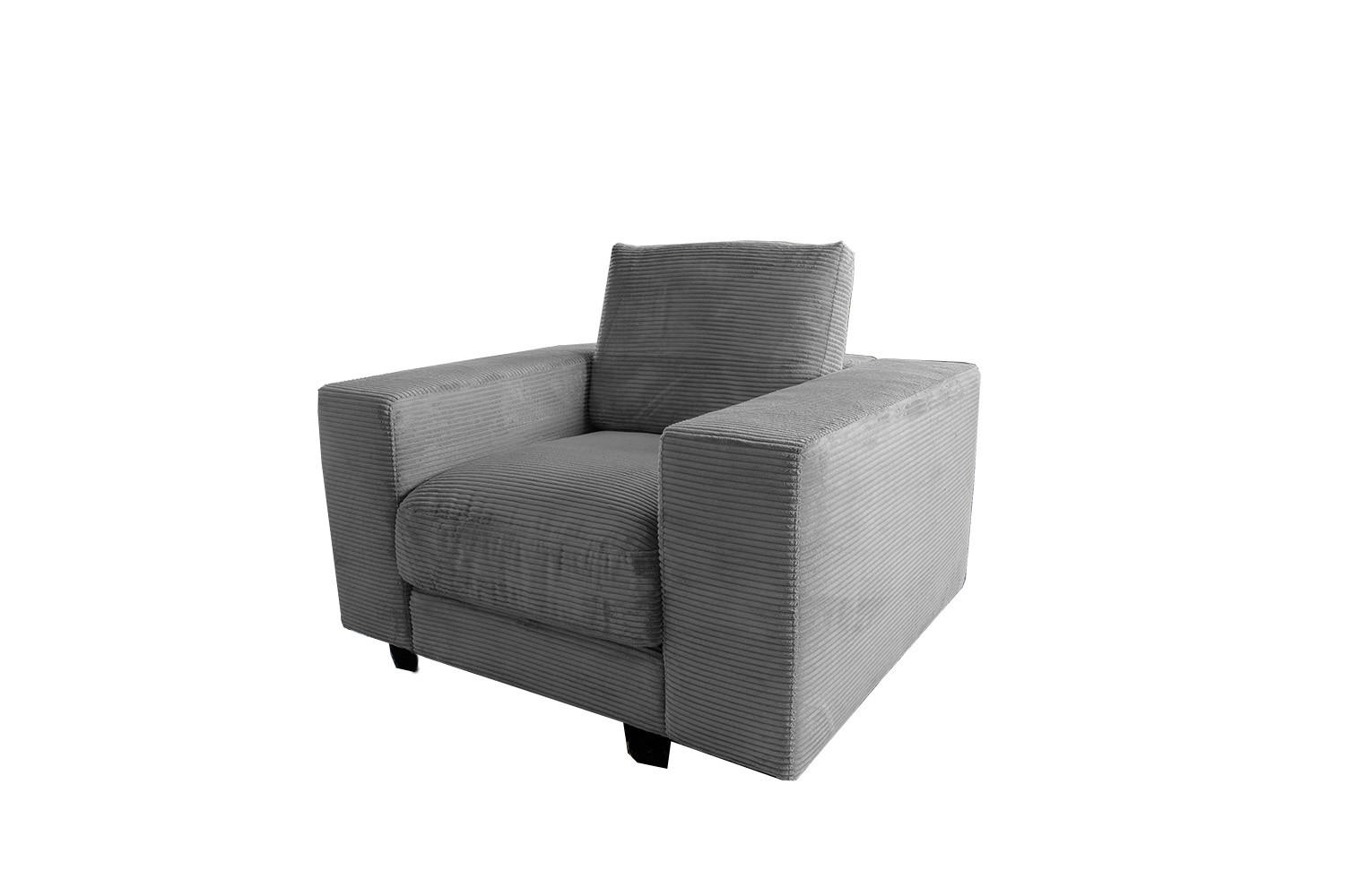SESSEL MADELINE Grau Cord - Schwarz/Grau, Kunststoff/Textil (119/88/106cm) - KAWOLA