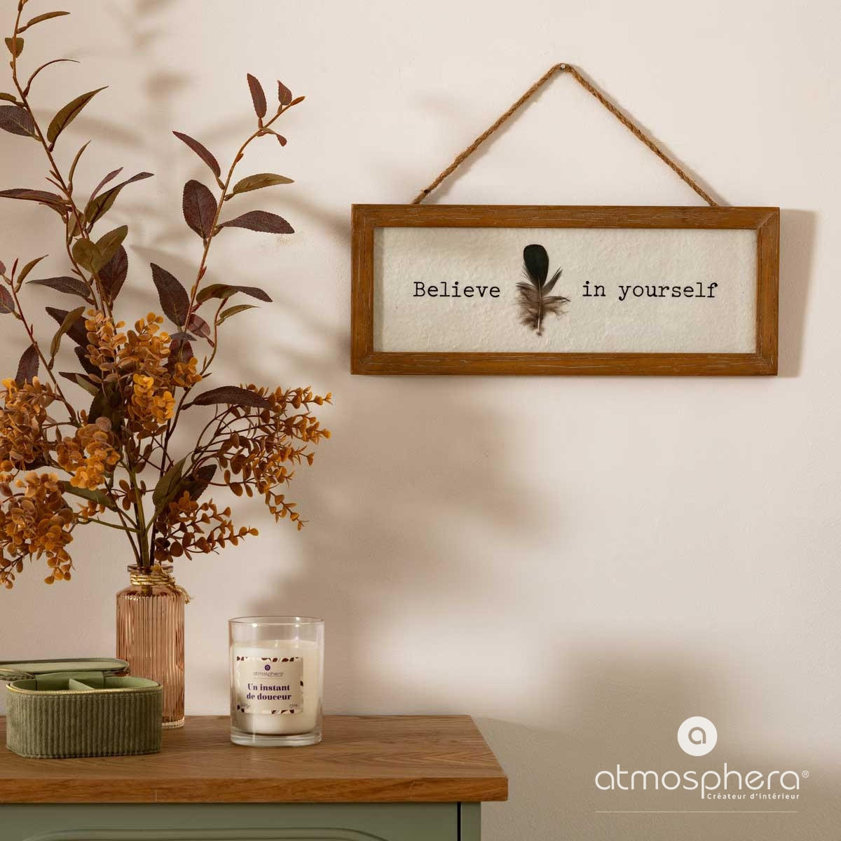 WANDDEKORATION Yona 38/15 cm - Braun, Holzwerkstoff (2/15cm) - Atmosphera Createur d´interieur