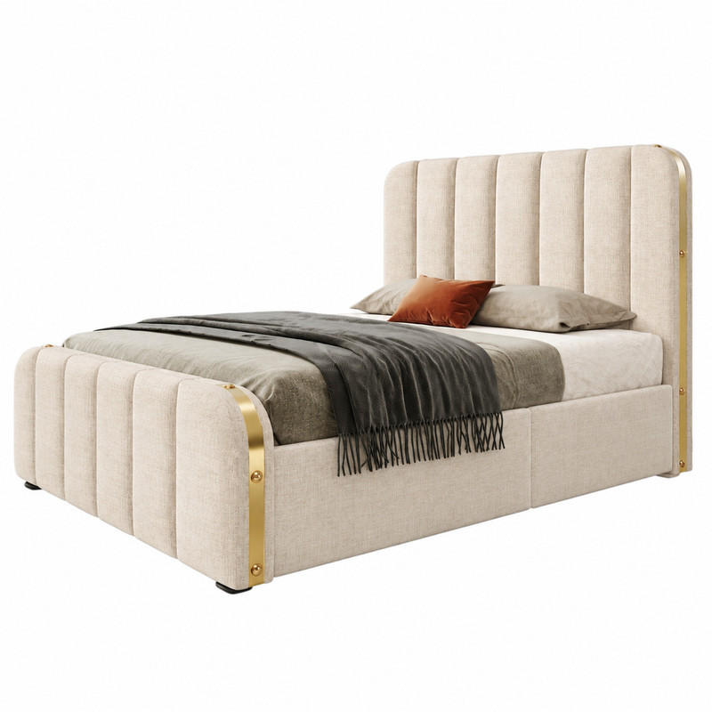 Beauniv Polsterbett Beige 90x200 cm