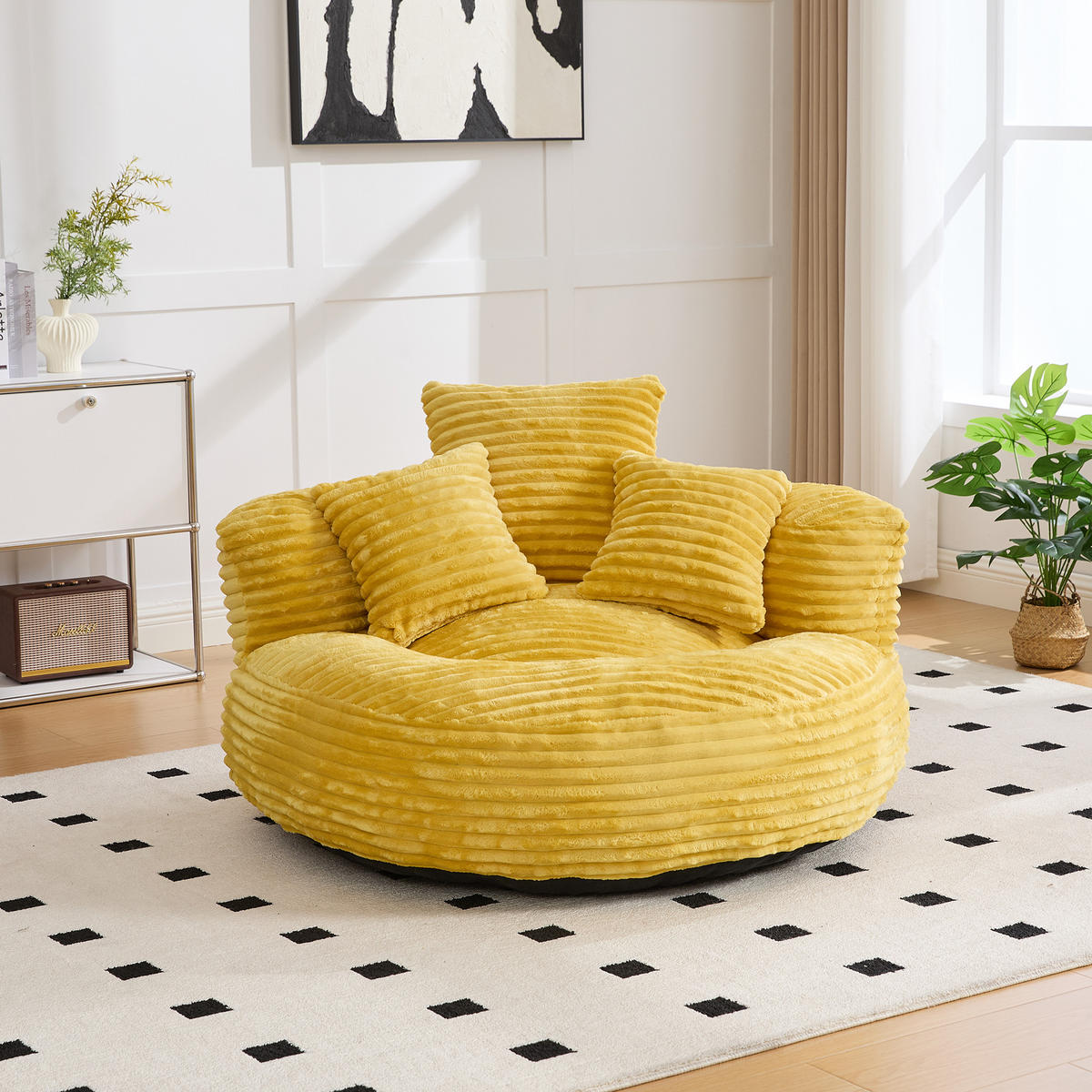 SITZSACK Cord Senfgelb mit Armlehnen - Gelb, Textil (108/52/108cm) - WISHDOR