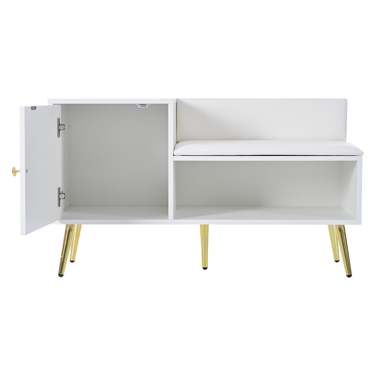 SCHUHBANK Weiß Stauraum Rückenlehne Modern - Weiß, Holzwerkstoff (100/58/38cm) - FLIEKS