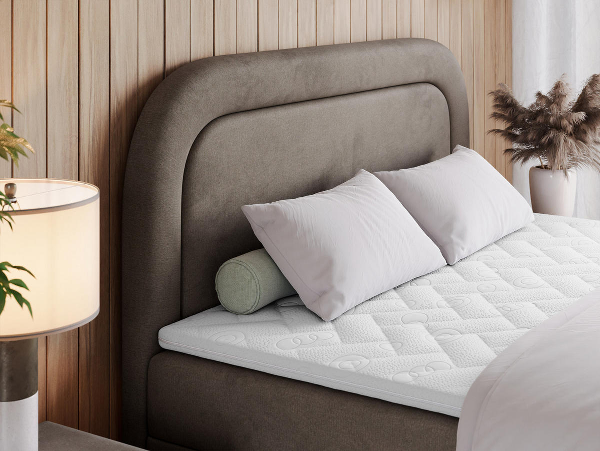 BOXBETT EIRA 200/200 Braun Velvet - H3 - Silberfarben/Braun, Holz/Textil (200/200cm) - MKS
