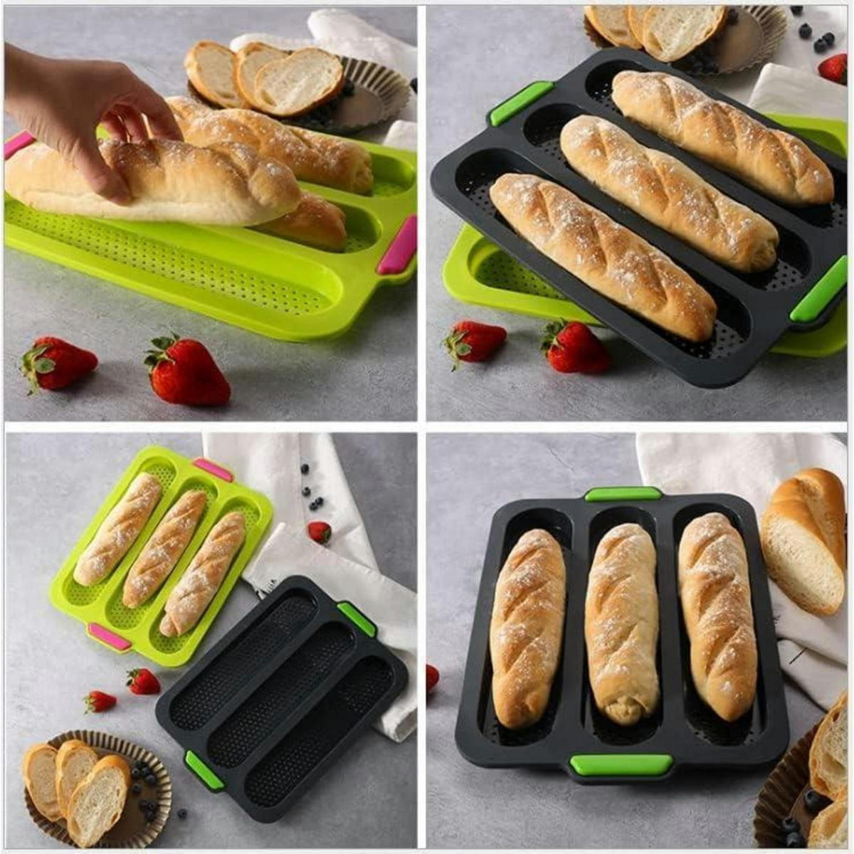 BACKBLECH Baguette 2-teiliges Set mit Zubehör Grau - Multicolor, Kunststoff (24.5/2/35cm)