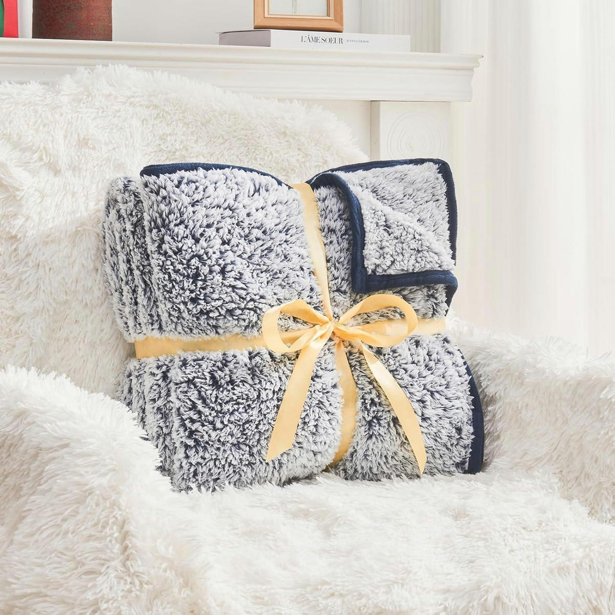 KUSCHELDECKE Sherpa 230 x 270 cm Navy Blau - Dunkelblau, Textil (230/270cm)
