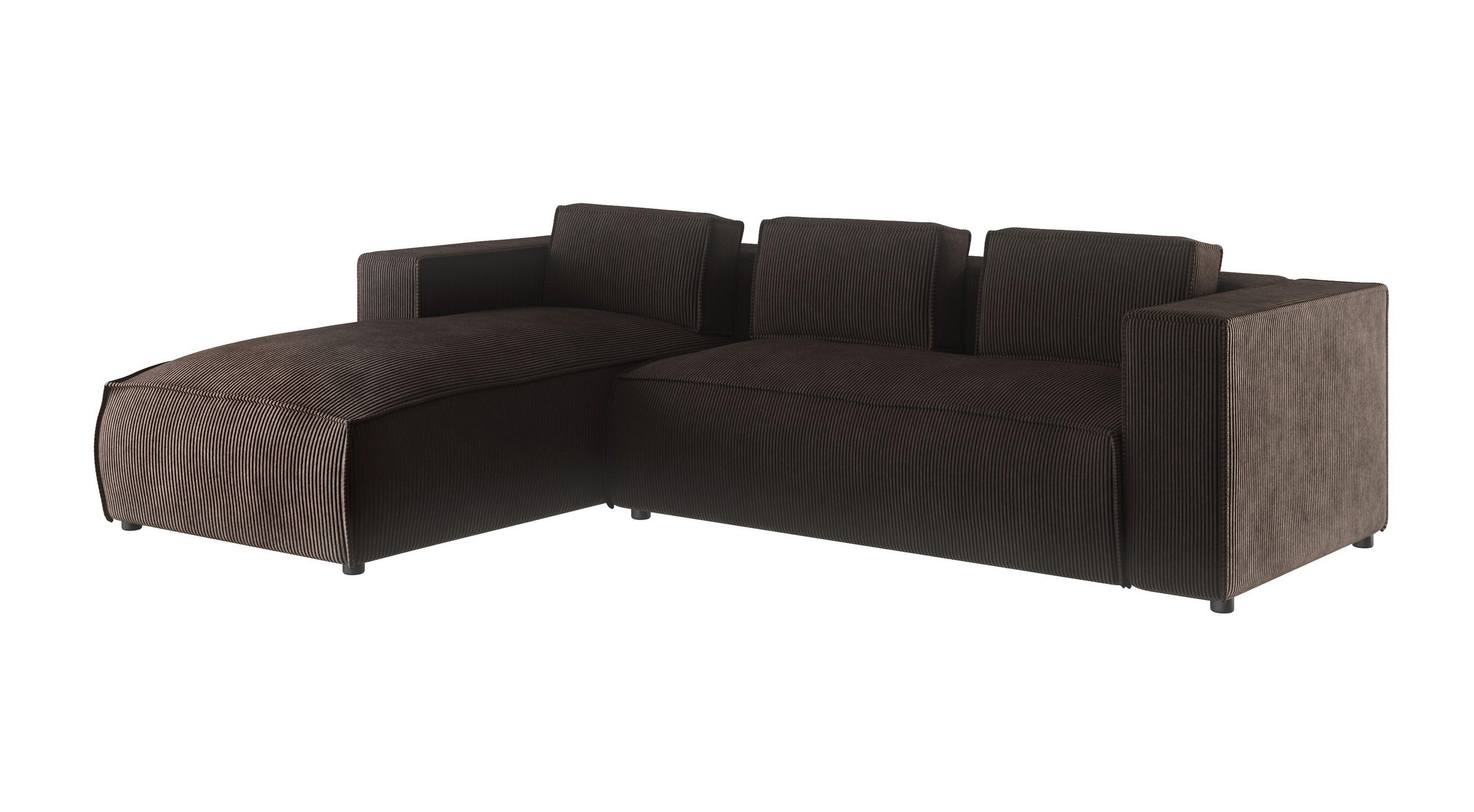 ECKSOFA Nova Dunkelbraun Cord - Dunkelbraun/Schwarz, Holz/Kunststoff (262/176cm) - S-Style Möbel