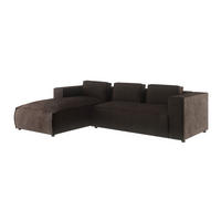 ECKSOFA Nova Dunkelbraun Cord - Dunkelbraun/Schwarz, Holz/Kunststoff (262/176cm) - S-Style Möbel