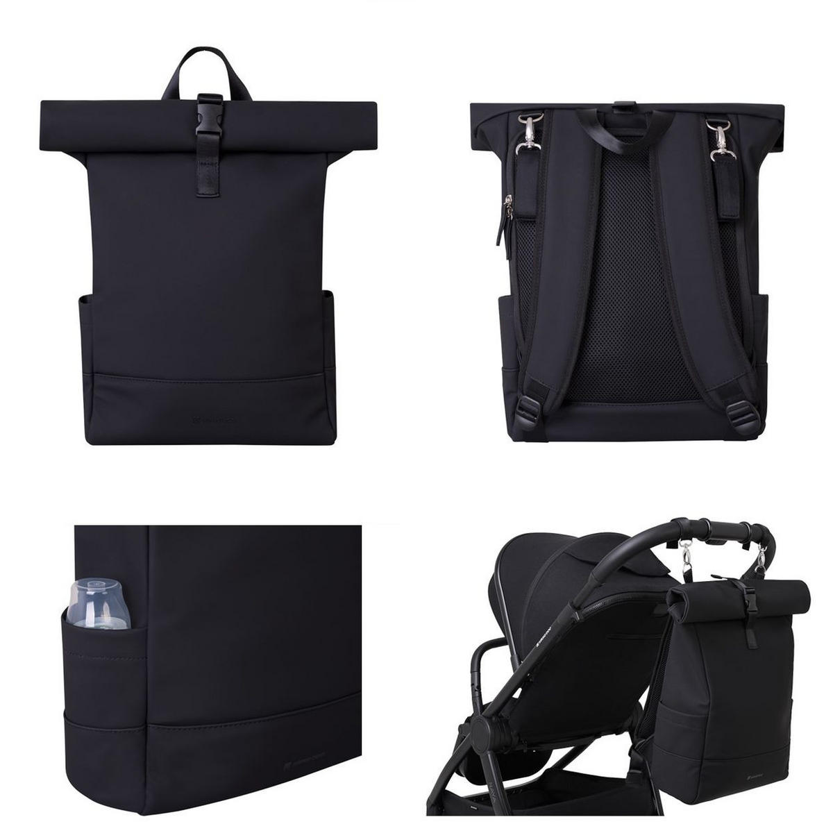 WICKELTASCHE Jayden schwarz Rucksack, einstellbare Grifflänge, Reißverschluss, Sicherheitsgurt - Schwarz, Textil (15/45/33cm) - Kikka boo